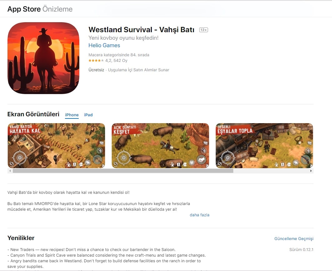 westland survival apple store indir