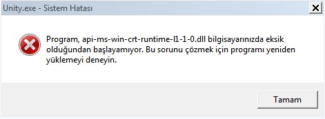 Api-ms-win-crt-runtime-l1-1-0.dll hata çözümü