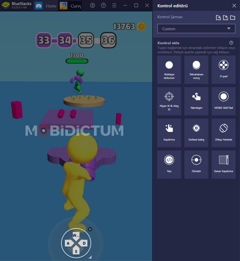 Curvy Punch 3D klavye ayarları