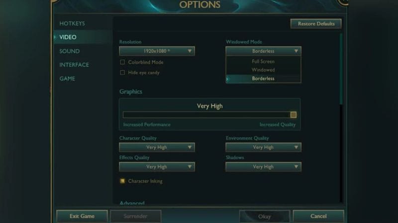 League of Legends Ayarlar