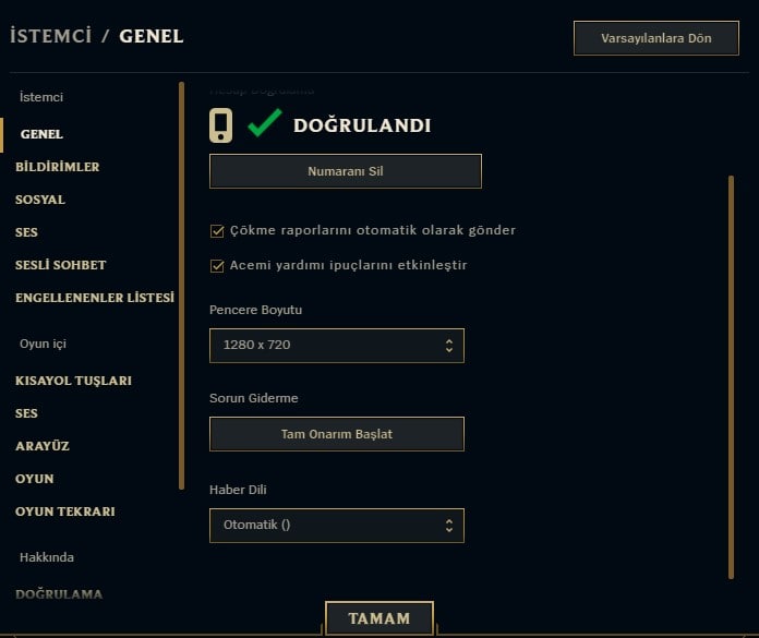 LoL Tam onarım