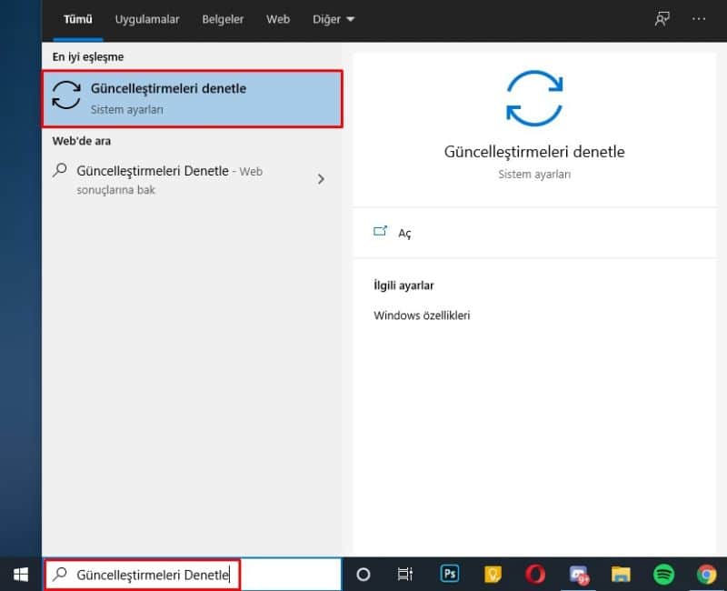 Windows Güncelleştirmeleri Denetle