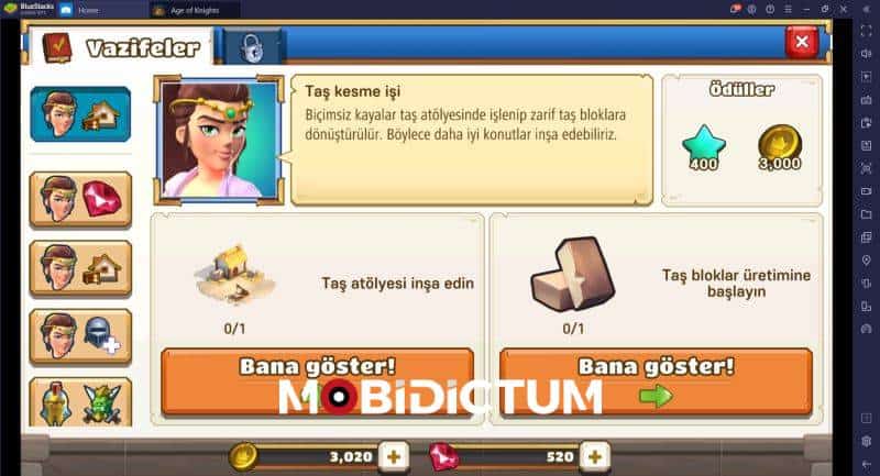 Age of Knights Görevler