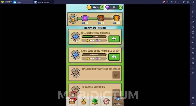 Animal Warfare Görevler