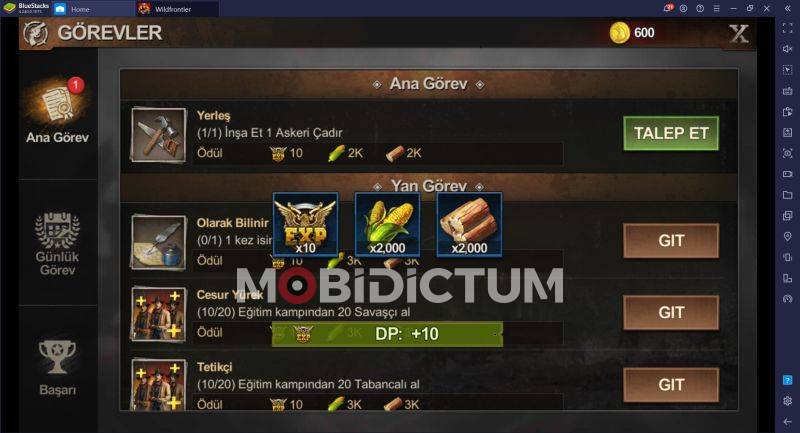 Wild Frontier Görevler