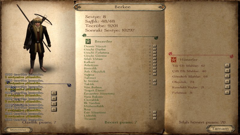 Mount and Blade Karakter Kombinasyonları