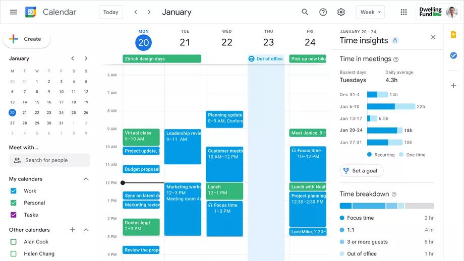 google calendar zaman ölçme