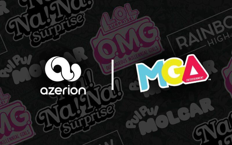 Logos of Azerion and MGA Entertainment