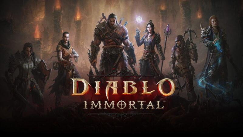 Diablo Immortal characters posing together for the cover art