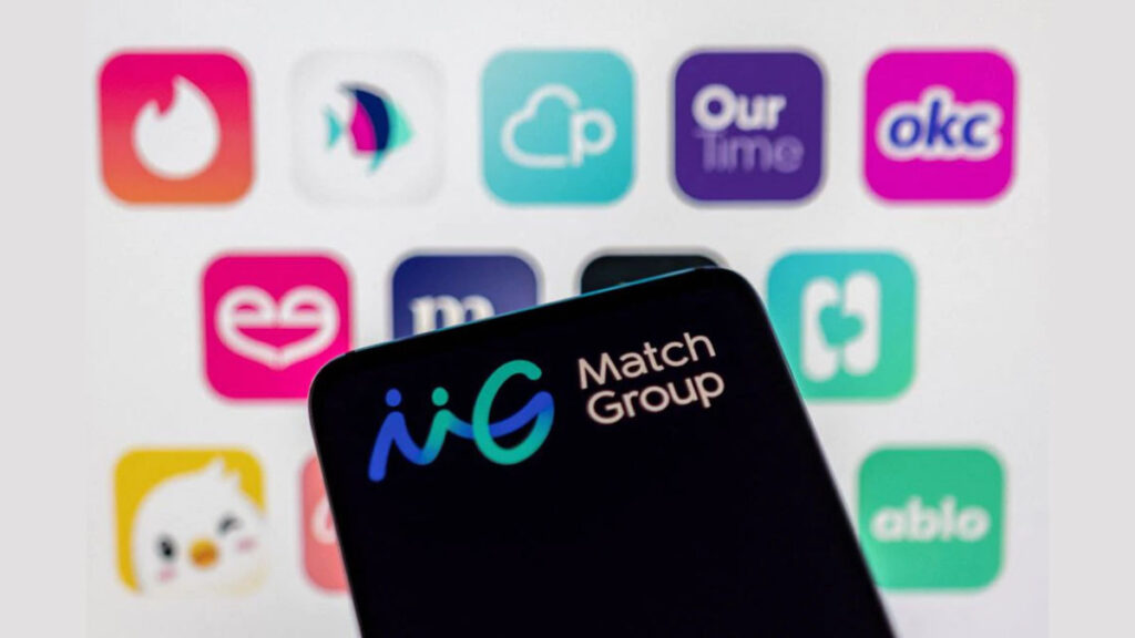 Match Group'un logoları beyaz ve bulanık bir fonda görülüyor