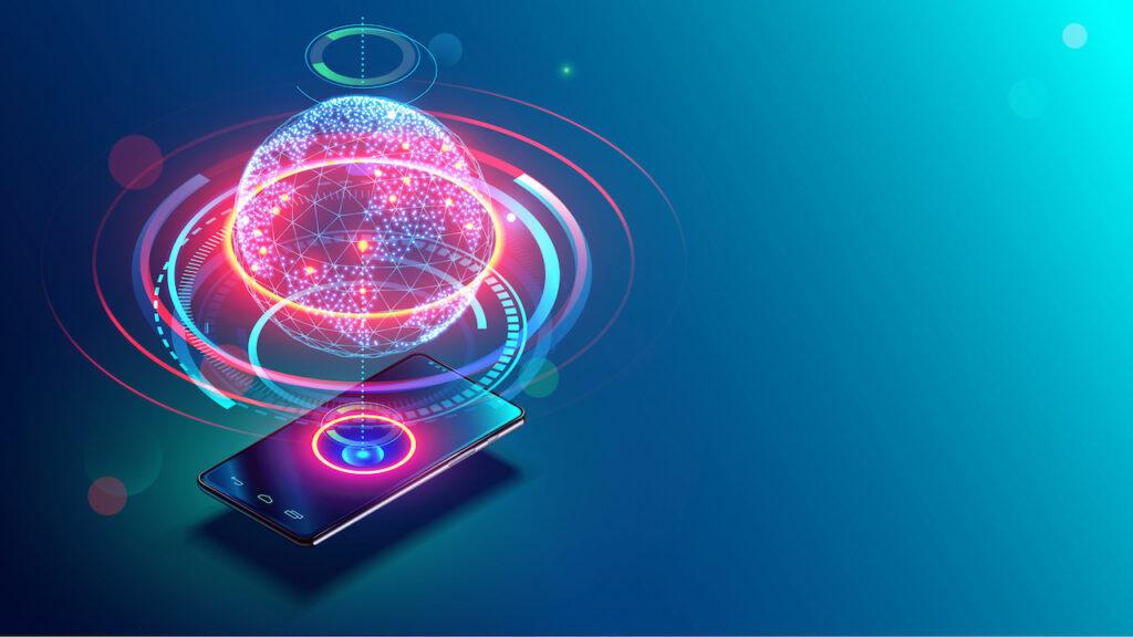 Hologram world coming out of the phone