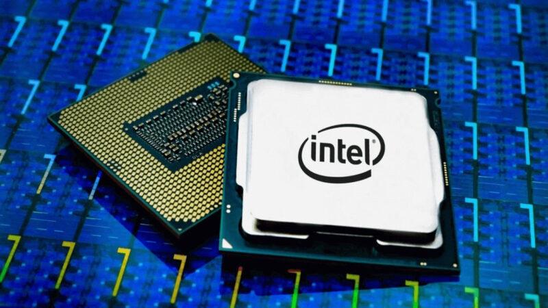Two Intel CPUs side by side on a blue background
