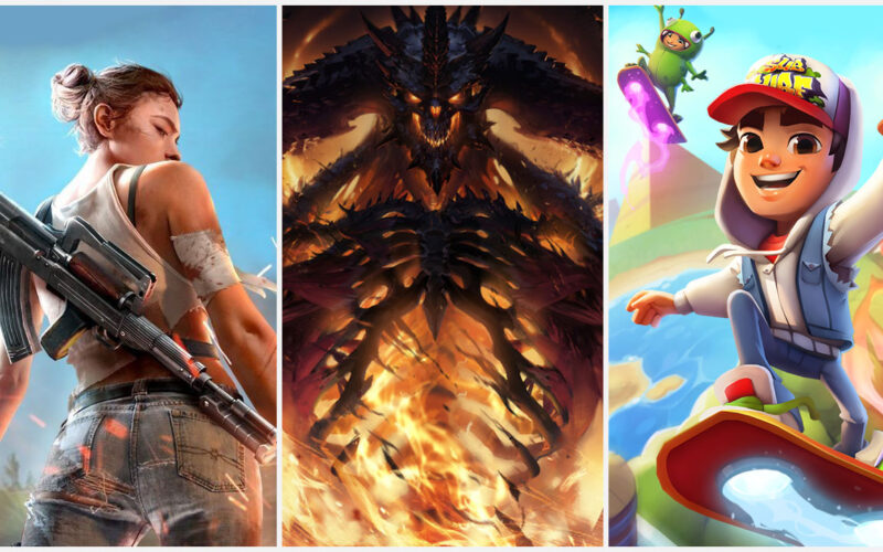 Garena Free Fire, Diablo Immortal ve Subway Surfers karakterleri yan yana duruyorlar
