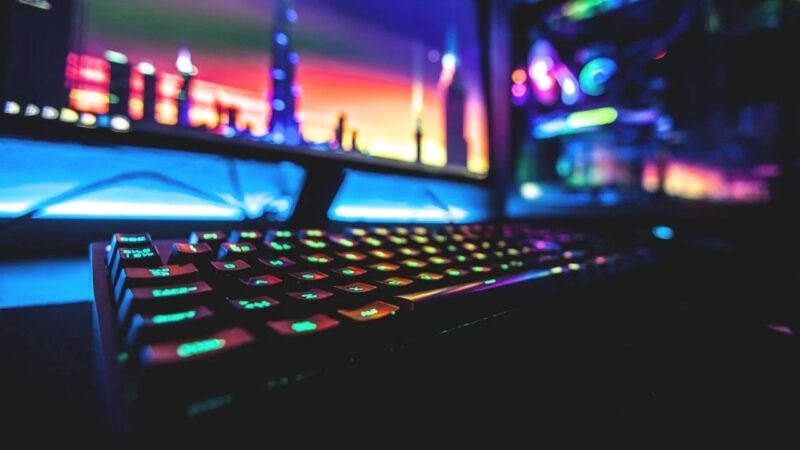 A gaming keyboard with rgb lights on
