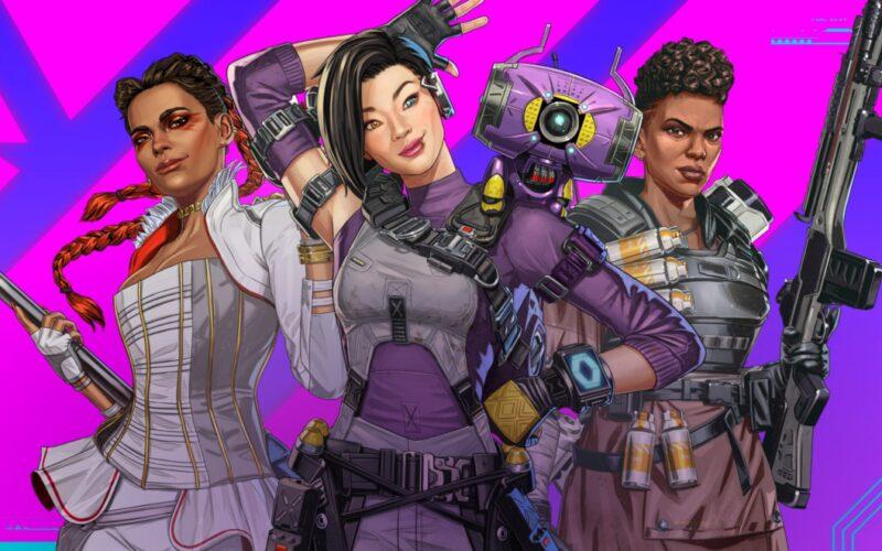 Apex Legends karakterleri mor arka plan önünde poz veriyor