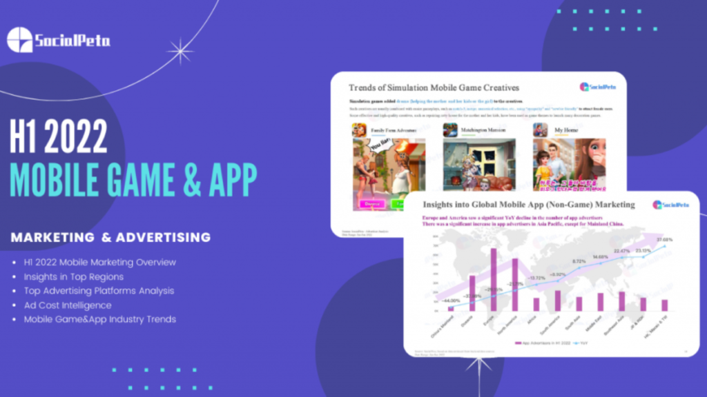 SocialPeta logo and creatives on purple background