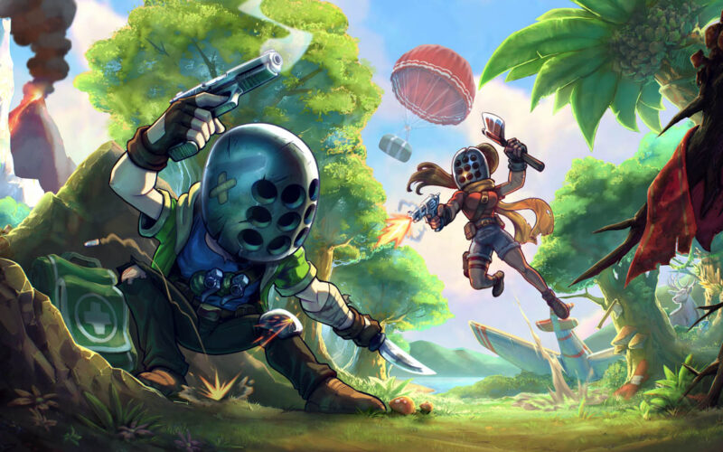 İki "Fight Buddy" karakteri birbirleriyle ormanda savaşıyor