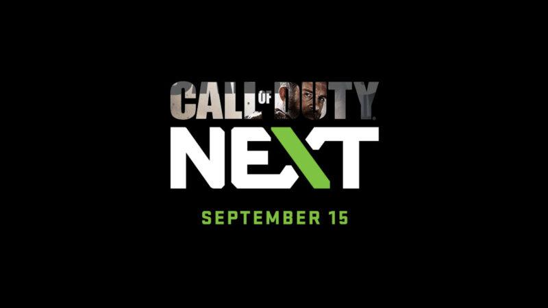 Siyah bir arka plan üzerinde Call of Duty Next logosu