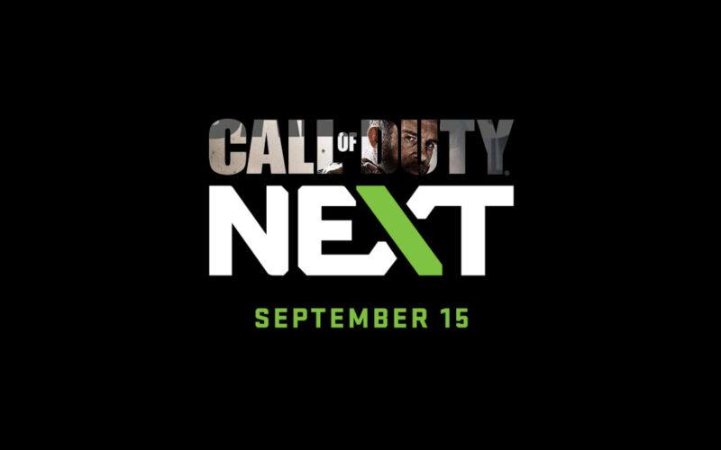 Siyah bir arka plan üzerinde Call of Duty Next logosu