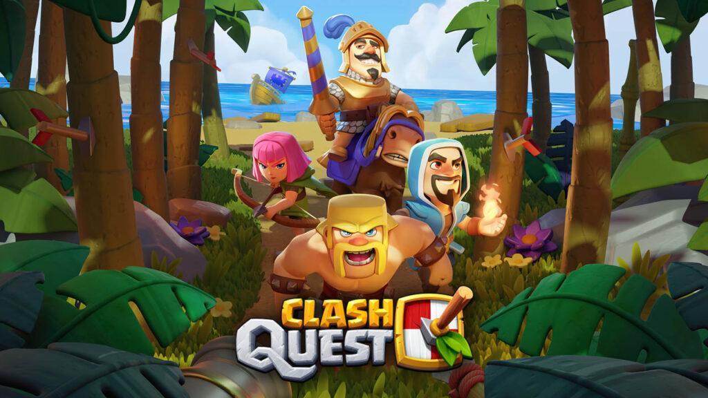 Clash Quest main characters walking through a dangerous forest