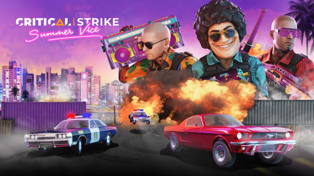 Three Critical Strike operators, wearing 80s style outfits