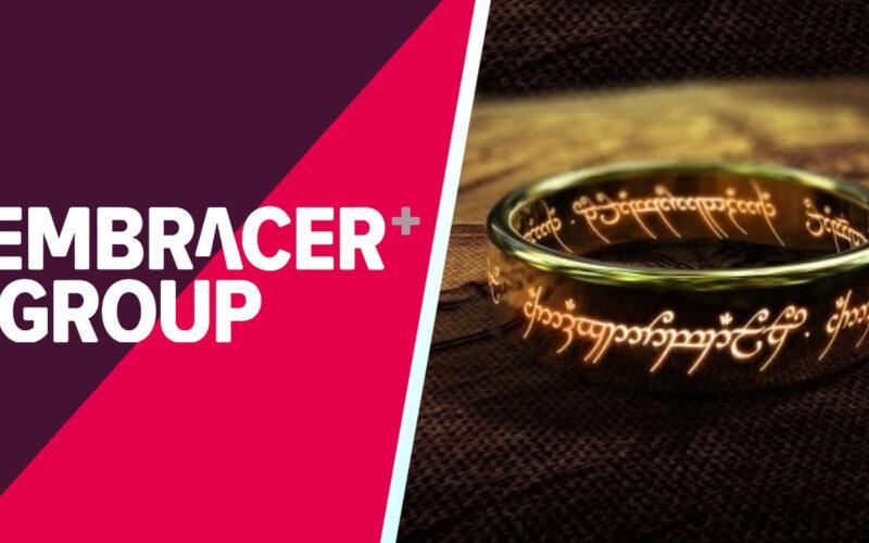Embracer Group logo and The One Ring from The Lord of The Rings