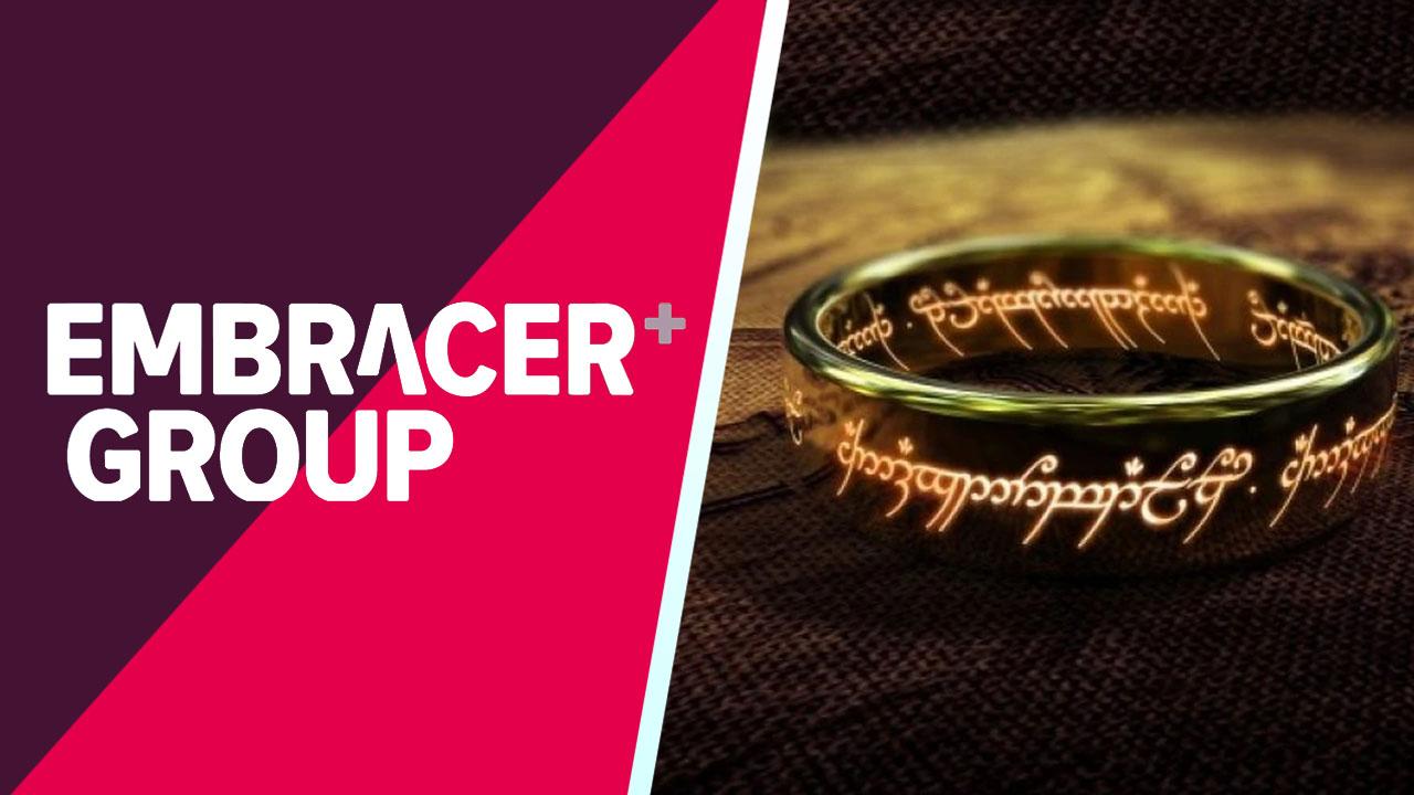 Embracer Group logo and The One Ring from The Lord of The Rings