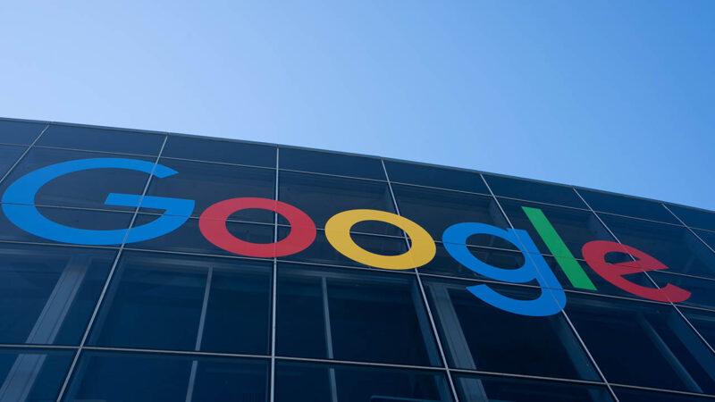 Google's logo on a glass building
