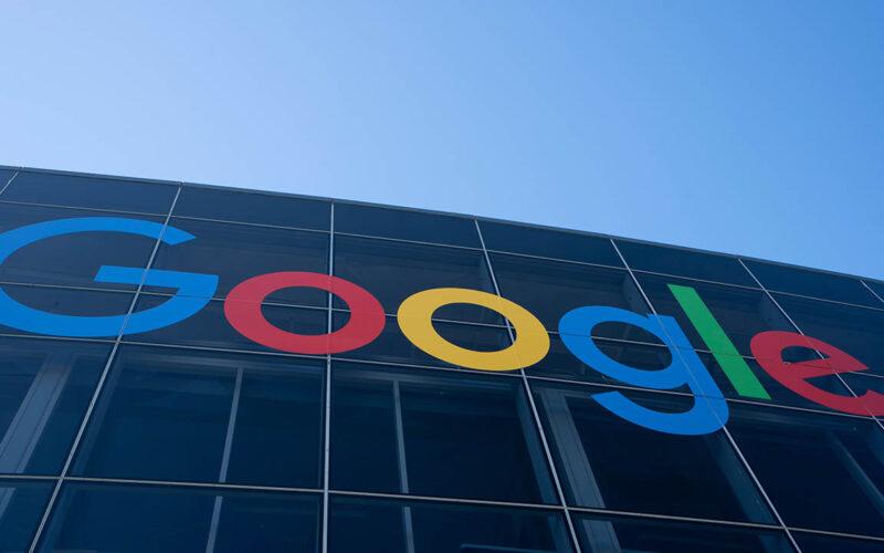 Google's logo on a glass building