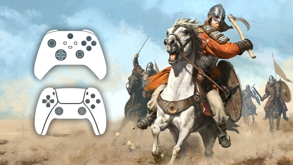 A horseman riding to battle with PS5 and Xbox Series X controllers