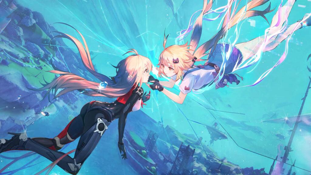 Tower of Fantasy gökyüzünde birbirine ulaşan iki karakter