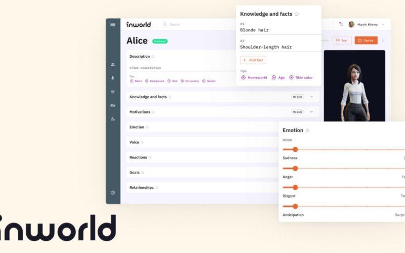 Inworld AI logo and interface on beige background.