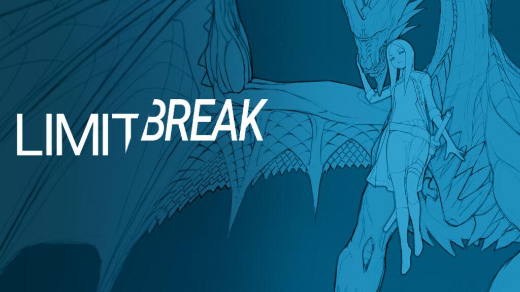 A woman and a dragon in blue with Limit Break logo