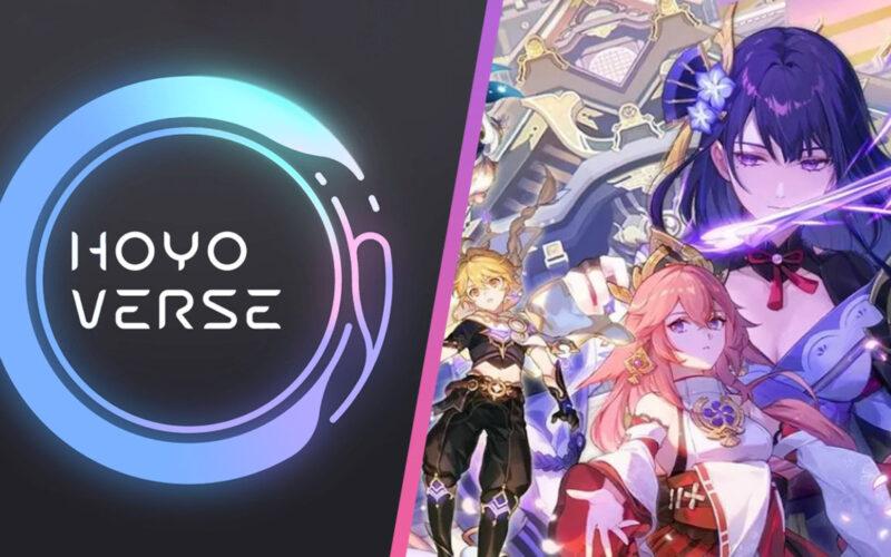 HoYoverse logo and some characters from Mihoyo's games