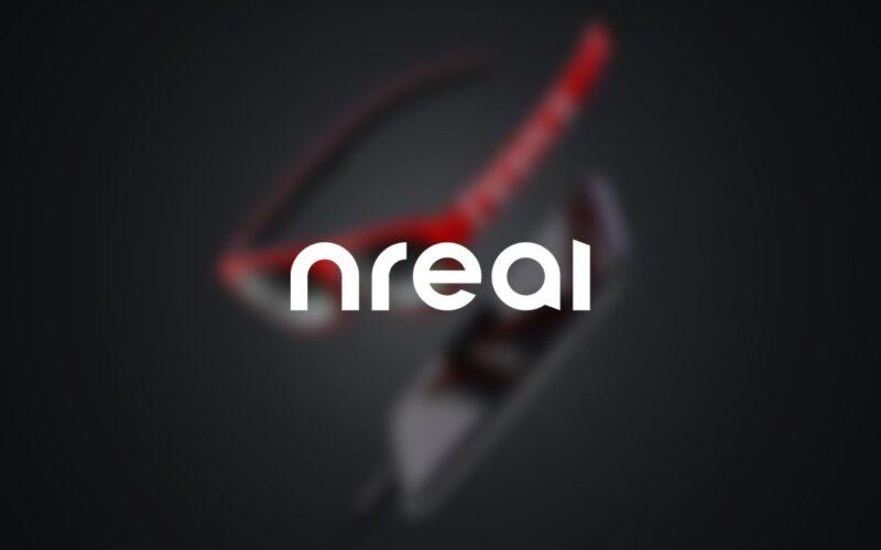Phone with the Nreal logo and a glasses in the background