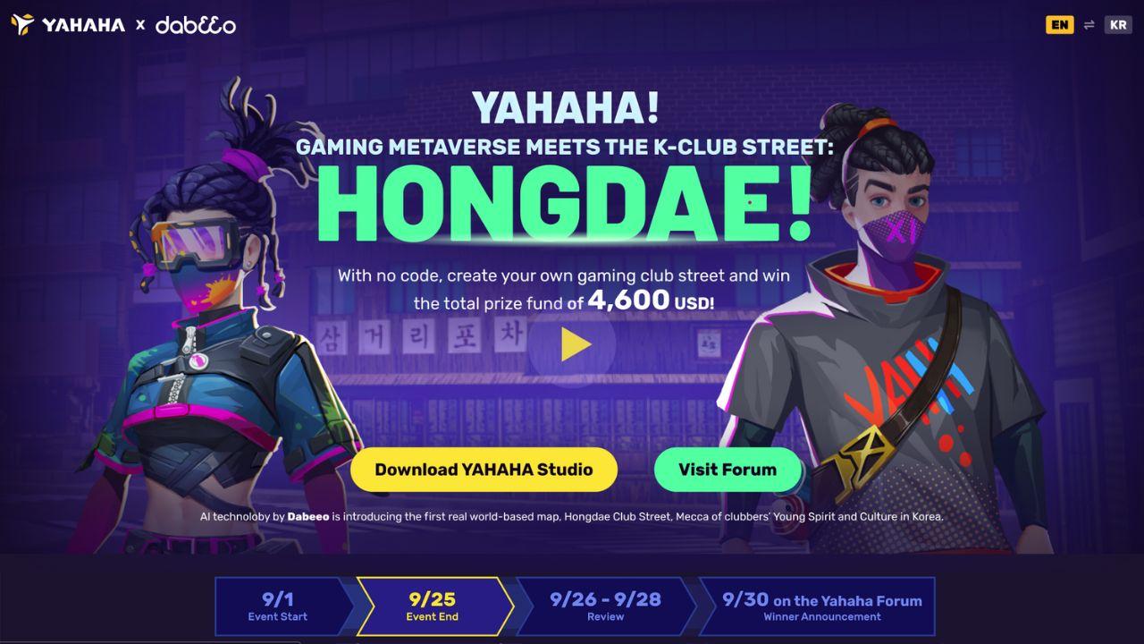 Two game characters wearing neon colored outfits.