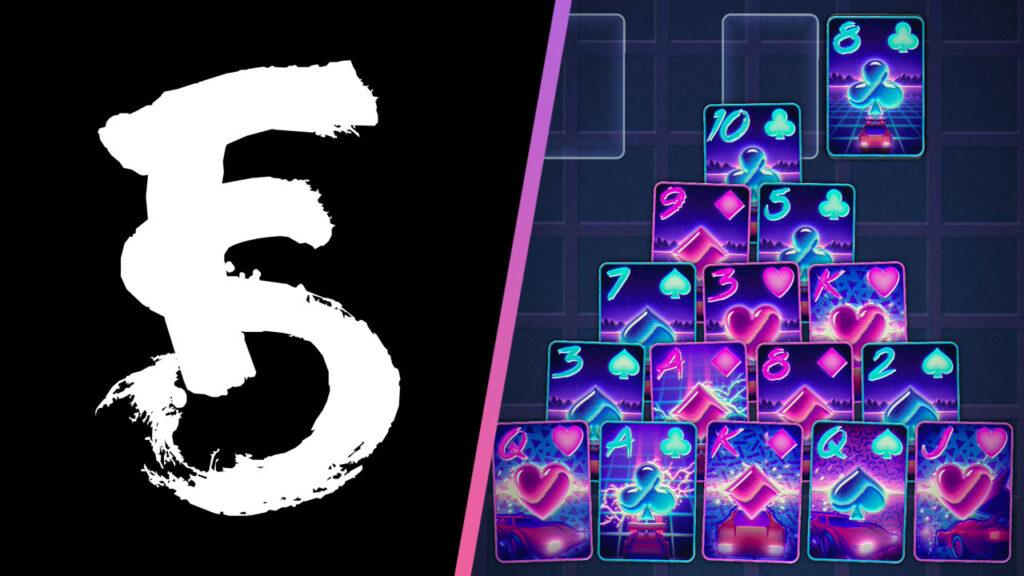 Flick Games logo on the left, a modern version of solitaire game with cards on the right