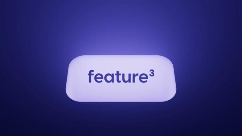 Feature3 logo with a blue background