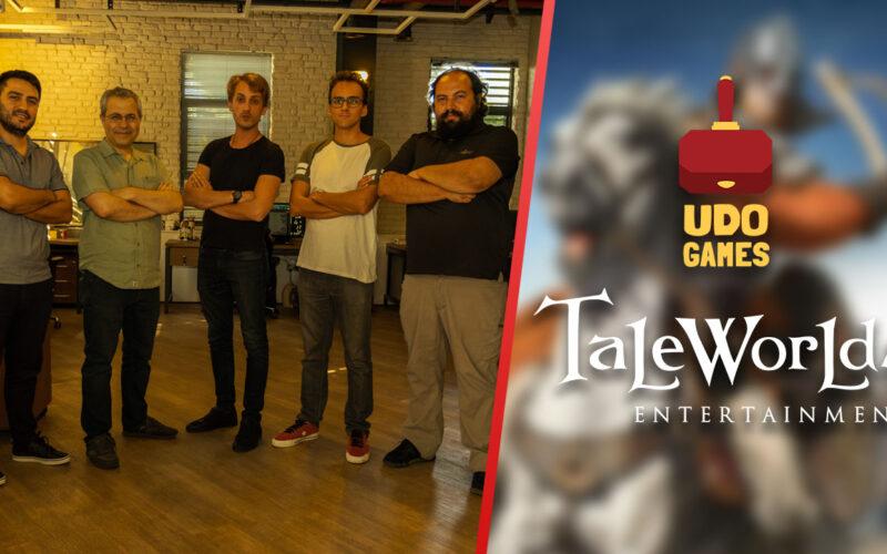 TaleWorlds and Udo Games management team on the left, their company logos on the right