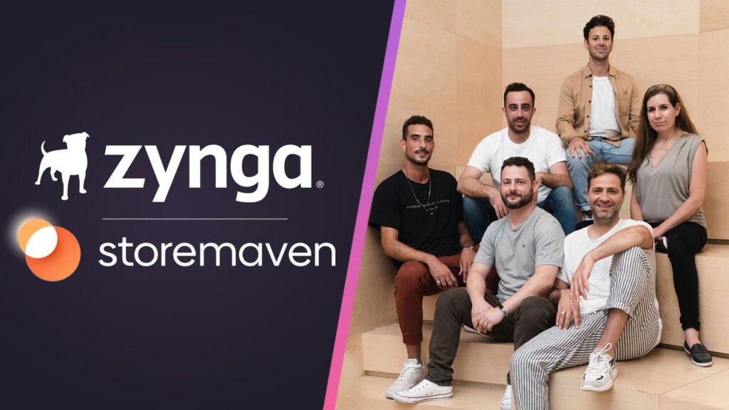 Zynga and Storemaven logos on the left, Storemaven team members posing for the camera on the right