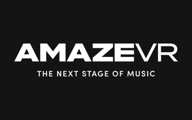 AmazeVR logo and slogan in front of a black background