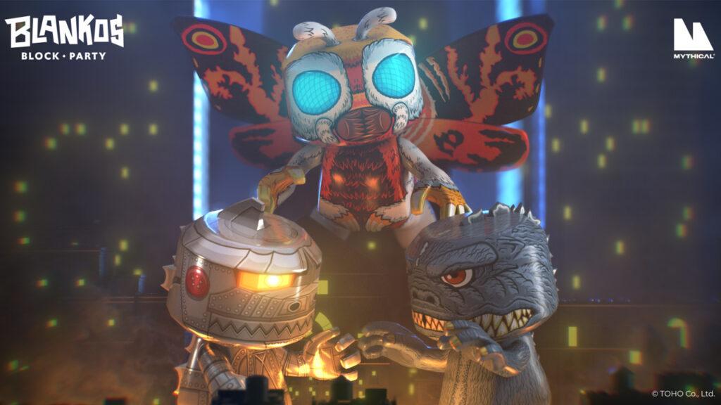 A huge clown from Blankos Black Party dominating the image