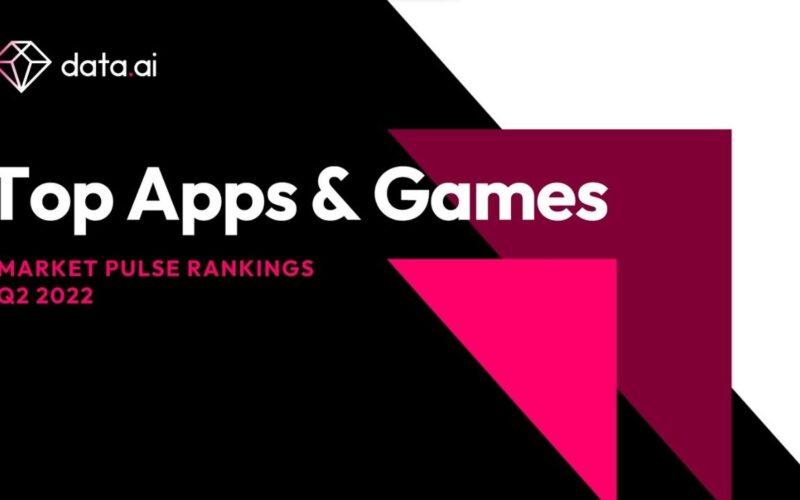 Data.ai logo and report header on a red, white and black color background.