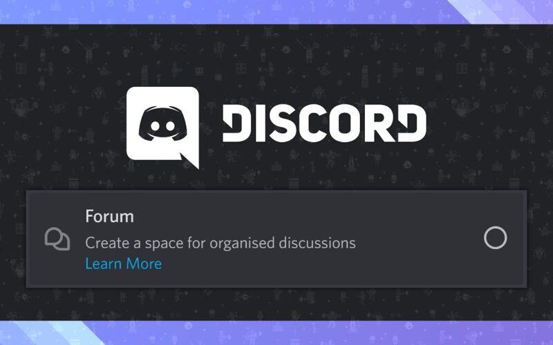 Discord logo over a forum option and text