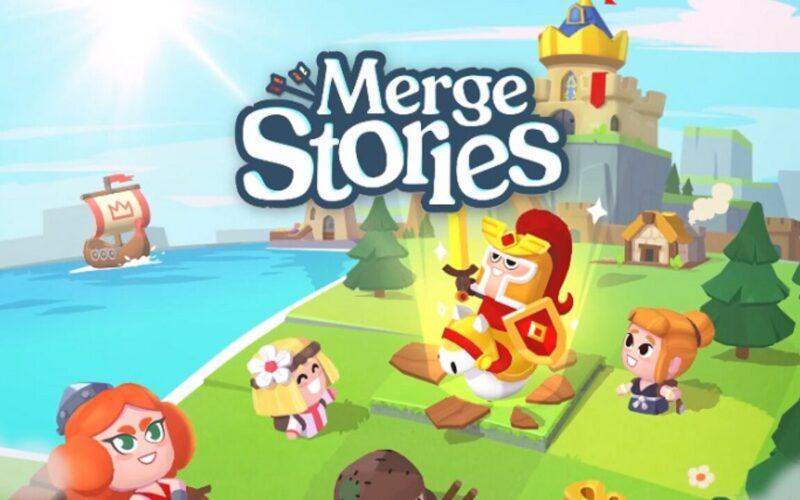 Merge stories characters and a castle under the Merge Stories logo