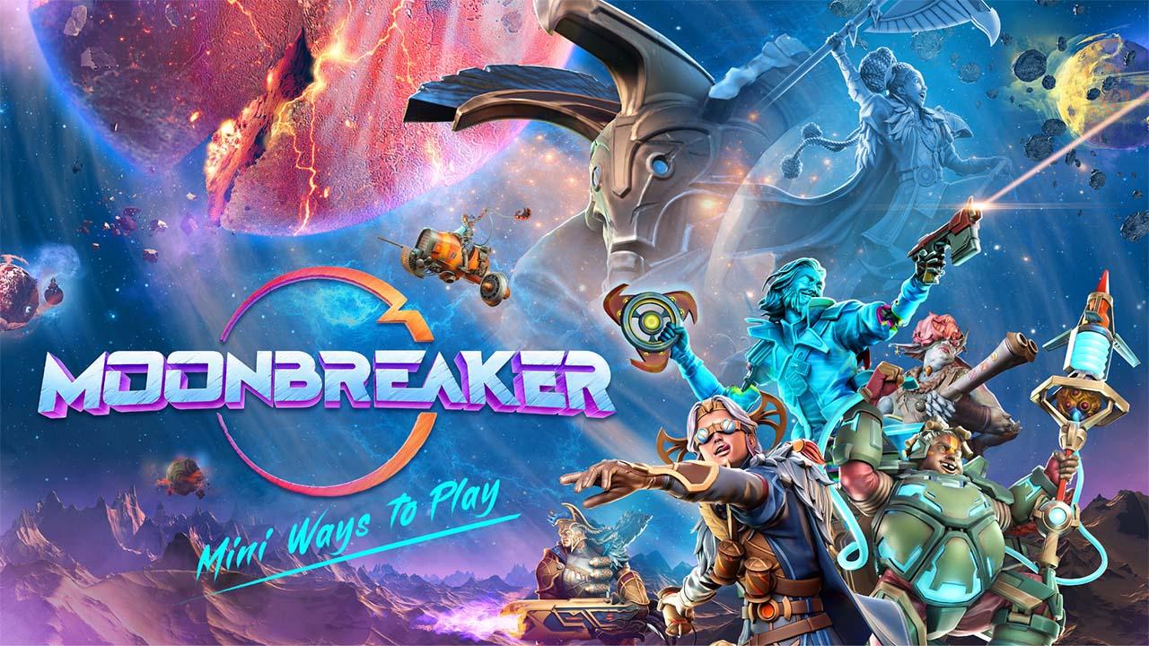 Moonbreaker logo on left and characters on right