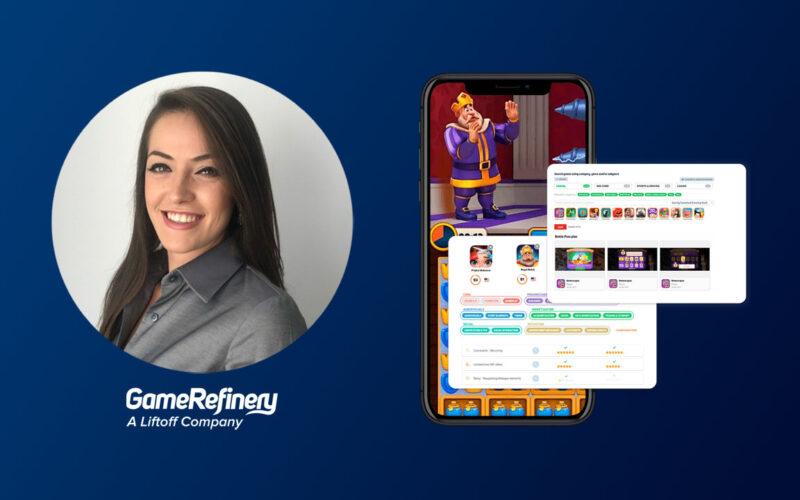 GameRefinery'den Aysu Yıldız'ın fotoğrafı, şirket logosu, ve bir cep telefonu görseli