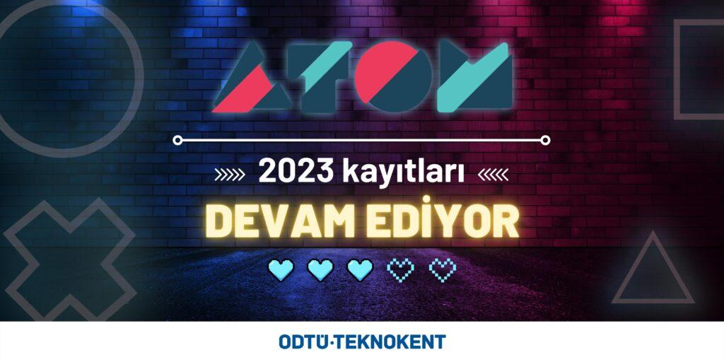 ATOM 2023 logosu ve oyun kolu tuşları çizimleri