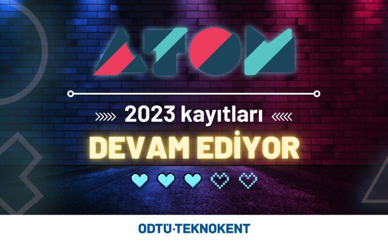 ATOM 2023 logosu ve oyun kolu tuşları çizimleri
