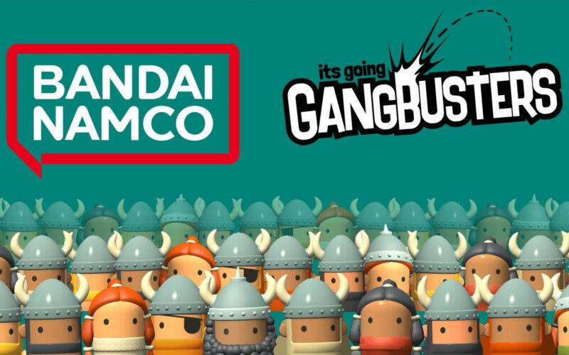 Bandai Namco and Gangbusters logos over Battletabs ingame characters
